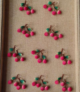 Handcrafted, Fashionable, and Compact Fruit-patterned Crocheted Earrings and Eardrops - Product Image 3