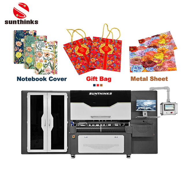 Sunthinks Automatic 32" Large Single Pass Metal UV Printer Inkjet Printing UV Machine for Plastic Bag Coated Paper Cover Printer