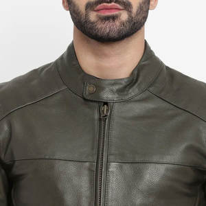 Veste en cuir pour hommes en PU à col montant à capuche avec fermeture éclair Veste en cuir pour hommes - Product Image 6