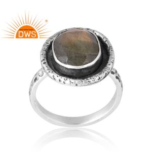 Bague en argent sterling 925 avec pierre précieuse naturelle labradorite, fabrication de bijoux indiens sur mesure, vente chaude - Product Image 1