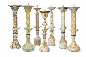 Chicha de collection ultime de style pharaonique, en acier inoxydable laqué égyptien de qualité supérieure, avec nacre, design moderne, meilleur prix - Product Image 3