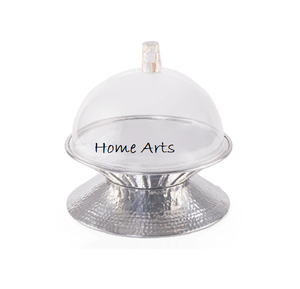 Ensemble de 2 supports à gâteaux de tailles différentes en acier inoxydable et en verre, serveur de desserts de fabrication artisanale - Product Image 3