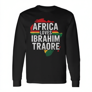 Maglietta a Maniche Lunghe Africa Loves Traore Burkina Faso, Abbigliamento Promozionale Ibrahim Traor - Product Image 2