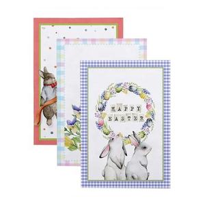 Border Bunny Printed Stylish Kitchen Cleaning Cloth Soft Water Absorption Cotton Easter Bunny Pattern Daily Use Reusable - Product Image 1