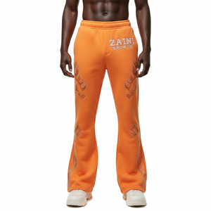 กางเกงขาบานผ้าฟลีซผสมคอตตอนและโพลีเอสเตอร์ พรีเมียม เนื้อผ้านุ่ม ขัดเงา สีส้ม ประดับโลโก้ด้วยการรีดร้อน - Product Image 6