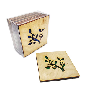 Posavasos de hoja de madera de acacia natural recién llegado con soporte artículos de regalo de alta calidad a un costo asequible - Product Image 3