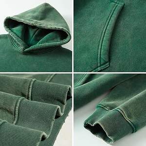 Hombres Invierno Casual Acid Wash Hoodies Color Sólido Regular Fit 100% Algodón Fleece - Product Image 3