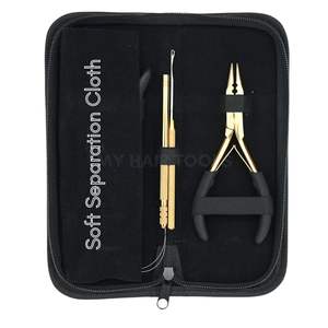 Outils professionnels pour extensions de cheveux en or, pince à micro-perles à poignée en caoutchouc, pince à démonter, double ressort, boucle et crochet - Product Image 6