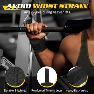 Muñequeras Deportivas Personalizadas de Poliéster y Algodón Antideslizantes y Ligeras para Levantamiento de Pesas, Precio al por Mayor - Product Image 4