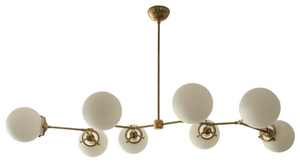 8 Light Linear Globe Mid Century Brass <b>Sputnik</b> <b>chandelier</b> light Fixture - Product Image 3