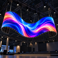 Layar LED Lengkung Bentuk Gelombang Gantung P3.91 500x500mm Fleksibel untuk Sewa Video Wall untuk Acara Panggung Kreatif dan Pameran