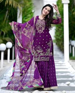 Costume Salwar Kameez indien et pakistanais en mousseline lourde et Georgette en soie pour tenue de fête du fournisseur en gros - Product Image 6