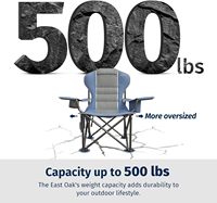 Chaise pliante de camping robuste en acier inoxydable bleu, supportant 227 kg, avec poche latérale en tissu Oxford 600D et porte-gobelet, pour adultes et activités sportives