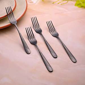 Mini Tenedores de Acero Inoxidable Color Negro Terciopelo (Juego de 4) para Cena, Fruta, Restaurante, Palillos para Comida, Material Metálico Duradero - Product Image 1