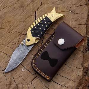 Cuchillo Plegable Artesanal de Damasco MORTAL SAGA con Mango de Hueso, Tamaño Personalizable, 3 Años de Garantía - Especial para Caza y Senderismo al Aire Libre - Product Image 5