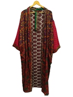Indien Vintage Sari Soie Kimono Doux Soie Peignoir Patchwork Taille Libre Robe De Nuit Porter Multi Couleur Robe Confortable Maison Porter