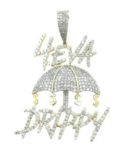 Hermoso colgante redondo blanco Moissanite personalizable plata esterlina Drippy helado encantador con artesanía chapada - Product Image 2