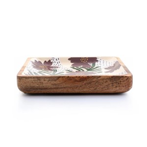 Plato de servicio decorativo de resina esmaltada de madera de Mango DISEÑO DE Oasis bandeja de madera cuadrada hecha a mano para decoración del hogar cocina comedor - Product Image 6