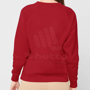 Sudaderas sencillas de Color sólido rojo para mujer, ropa para Parte Superior Femenina, de invierno - Product Image 3