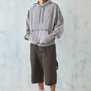 Sudadera con capucha de lavado ácido de algodón 100% de peso pesado para hombres logotipo personalizado 400 GSM grueso francés Terry estilo cómodo de gran tamaño invierno sólido - Product Image 4