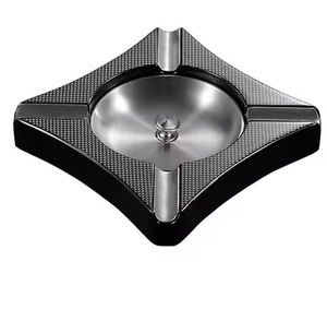 Gold Finished Round Ashtray Holder 3 <b>Sides</b> Smoking <b>Tray</b> for Hotel <b>Table</b> Decorative Use - Product Image 6