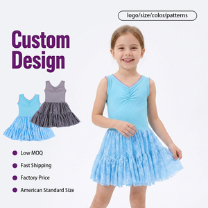 Robe sans manches en maille pour filles, robe de yoga avec short intégré, jupe en tulle doux pour la gymnastique et les jeux décontractés - Product Image 1
