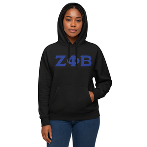 Zeta Phi Beta Noir Pull À Capuche Premium Coton Mélange Grec Sororité Vêtements Personnalisé Brodé Divine Neuf HBCU Vie Grecque - Product Image 1