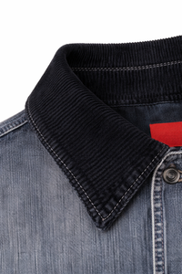 <b>Men</b>’s Vintage Denim Workwear <b>Jacket</b> Corduroy Collar Button Front Casual Streetwear Jean <b>Jacket</b> OEM ODM - Product Image 4