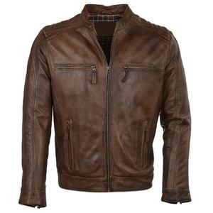 Chaquetas de Moda Casuales de Motociclista de Talla Grande con Logotipo Personalizado en Cuero Marrón, Estilo Parka de Verano, Venta Caliente OEM - Product Image 3