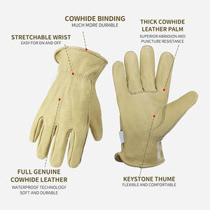 Leather Work <b>Gloves</b> for Unisex Adjustable Wrist Cowhide Gardening <b>Driver</b> <b>Gloves</b> Soft and Comfortable Abrasion Resistant - Product Image 6