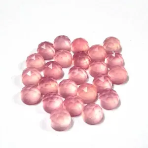 AAA Best Selling Reasonable Price Round Cabochons 7mm Natural Pink Chalcedony Rose Cut Loose Certified Healing Gemstone