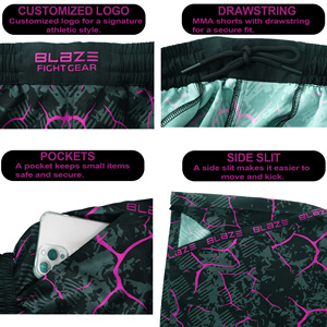 Pantalones cortos de boxeo Jiu-Jitsu personalizables para hombres, artes marciales para hombres, entrenamiento de gimnasio, pantalones cortos NO GI, patrón, diseño de tamaño de logotipo - Product Image 6