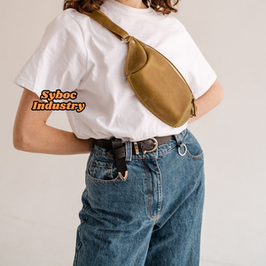 Sac de taille en cuir unisexe sac de taille en cuir de vachette véritable fait à la main en cuir marron pour sac de taille de voyage - Product Image 4