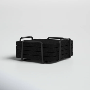 Ensemble de sous-verres de luxe irréguliers de 4 pouces en bois de noyer massif faits à la main Style moderne Logo personnalisé écologique Cadeaux d'entreprise de qualité supérieure - Product Image 5