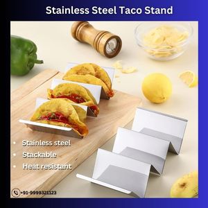 Estante de metal elegante para camión de comida, soporte de acero inoxidable para tacos, bandeja para servir tacos, seguro para lavavajillas, horno y parrilla, venta al por mayor - Product Image 4