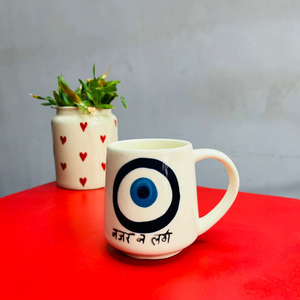 Céramique Evil Eye Tasse à café en céramique faite à la main Tasse à boisson imprimée Utilisation quotidienne Micro-ondes Cadeau pour anniversaire - Product Image 1