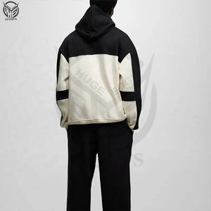 Sweat à capuche en coton uni gris bloc de couleur sweat à capuche manches longues unisexe 100% coton polaire x-long manches longues autres sweats - Product Image 4