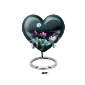 Urna Funeraria de Aluminio en Forma de Lágrima con Flores Rosadas para Cenizas Humanas, con Soporte y Bolsa de Terciopelo Gratis - Product Image 5