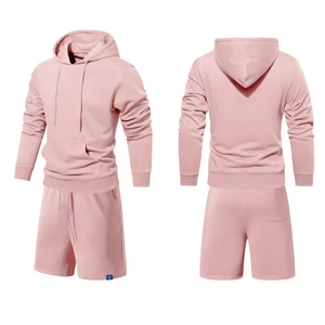 Men's High Quality Casual Hoodies and Shorts <b>Set</b> Lightweight Breathable Streetwear for Summer Hoodie and Shorts <b>Set</b> - Product Image 1
