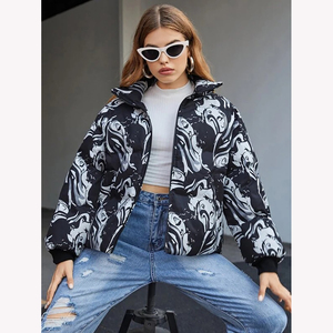 Chaqueta acolchada cálida de Invierno para mujer más vendida con cremallera completa Chaqueta de burbuja transpirable Tejido tejido - Product Image 1