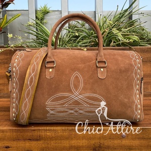 Vente en gros Bagages en cuir suédé pour l'extérieur Sac de voyage en cuir véritable Grande capacité Sacs de voyage unisexe - Product Image 1