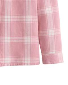 Camisa a Cuadros para Hombre, Manga Larga, Estilo Casual de Franela, Color Rosa Suave y Blanco, Fabricante Personalizado, Venta al por Mayor, OEM - Product Image 6