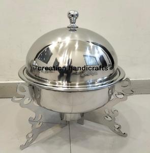 Diseño comercial Metal Lujo Estilo moderno Redondo Chafing Dish Chafer Calentador de alimentos Hecho en metal de acero inoxidable - Product Image 5