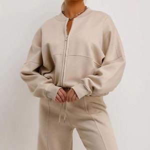 Stock Solid Color Long Sleeve Sweatshirt Zipper <b>Joggers</b> Tracksuit Sweat 2 Piece Sweat Suit Set <b>Outfits</b> <b>Women</b> Track Suit - Product Image 4