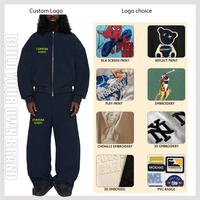 Ensemble survêtement homme style urbain hiver, sweat à capuche zippé et pantalon en molleton bouclette 100% coton, séchage rapide, 300 GSM