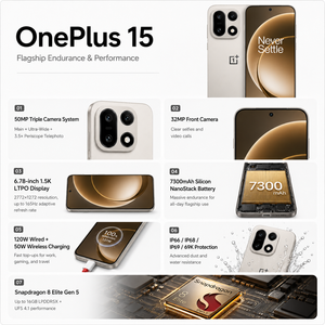 OnePlus 15 5G Version Globale Originale, Batterie Massif 7300 mAh, Écran LTPO <span class=keywords><strong>1</strong></span>.5K 165 Hz 6,7 pouces, Processeur Quad Core Snapdragon 8 Elite Gen <span class=keywords><strong>5</strong></span> - Product Image 3