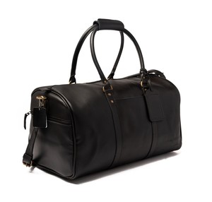 Leather Weekender Duffel Bag Black Zipper Closure Travel Luggage Durable Style - Product Image 1
