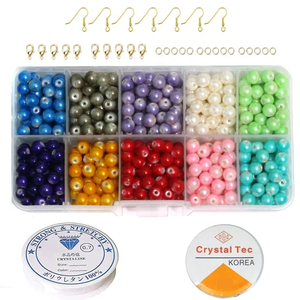 Assorted 6mm and 8mm Round Acrylic Plastic & Lucite Glass Beads DIY <b>Kit</b> for Jewelry <b>Making</b> Beadsnfashion Boxed - Product Image 3