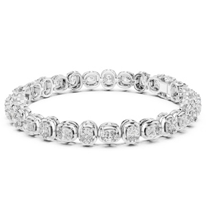 Bracelet tendance pour femme en or massif 14 carats plaqué rhodium certifié IGI, forme ovale, diamants de laboratoire pour fiançailles ou cadeau - Product Image 1