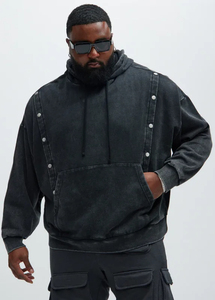 Sweat à capuche personnalisable en coton 100% de qualité supérieure, avec panneaux et boutons, style vintage délavé à l'acide, coupe oversize en polaire – Commandez maintenant - Product Image 5